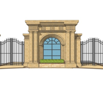 欧式小区大门su模型