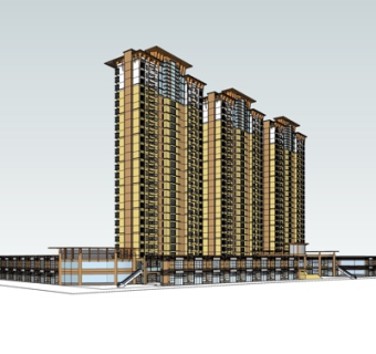 现代商住综合楼su模型