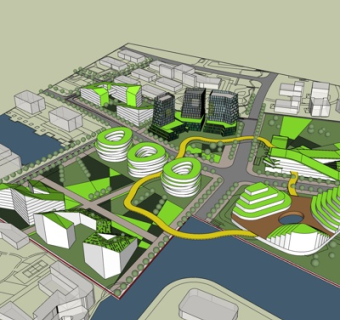 现代办公楼规划su模型