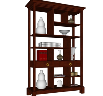 中式博古架装饰柜su模型