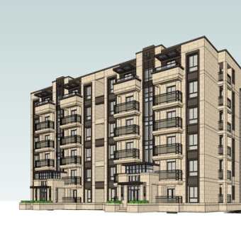 现代公寓楼su模型