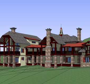 东南亚酒店su模型