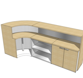 现代实木接待台su模型