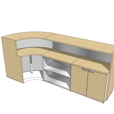 现代实木接待台su模型