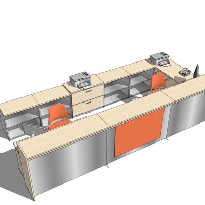 现代实木接待台su模型