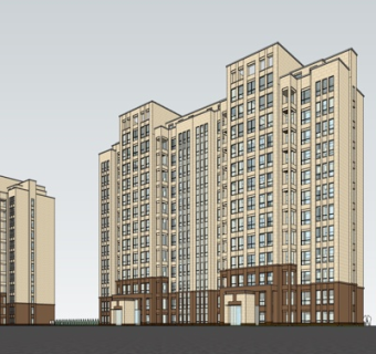 现代高层公寓楼su模型