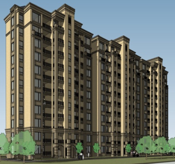 欧式高层公寓楼su模型