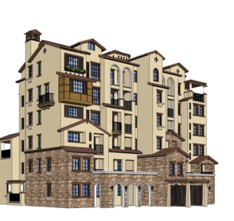 欧式公寓楼su模型