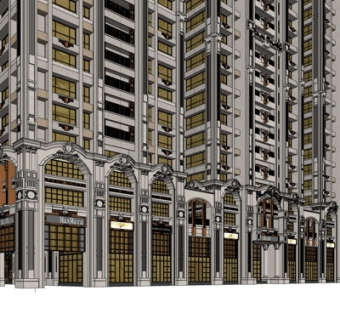 欧式沿街商业建筑su模型