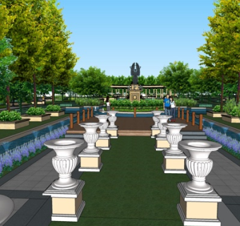 欧式公园景观su模型