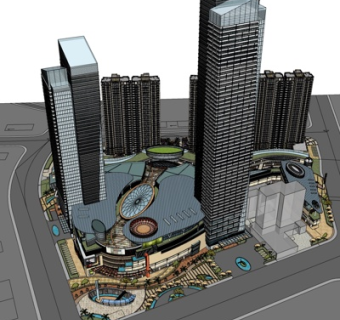 现代商业街su模型