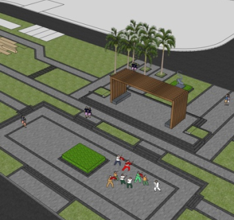 现代广场景观su模型