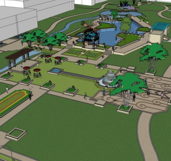 现代广场景观su模型