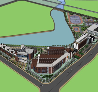 现代办公楼规划su模型