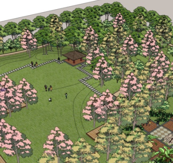 现代公园景观su模型