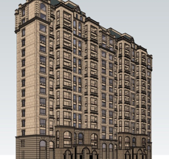 欧式高层公寓楼su模型