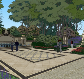 中式园林景观su模型