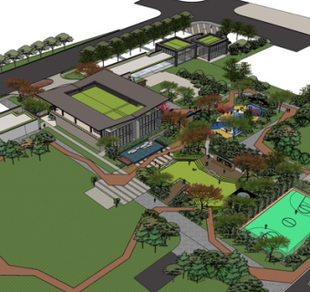 现代园林规划su模型