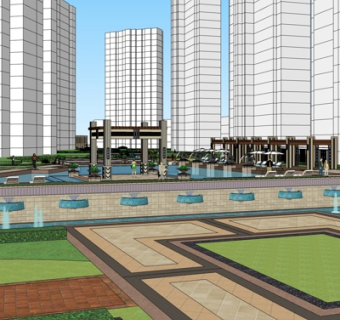 中式园林景观su模型