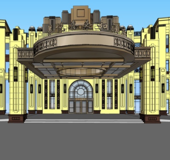 欧式酒店外观su模型