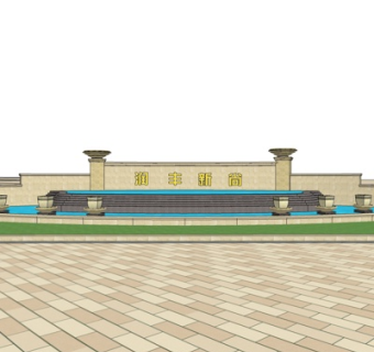 中式润丰新尚门头su模型