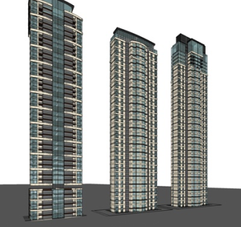 现代高层住宅su模型