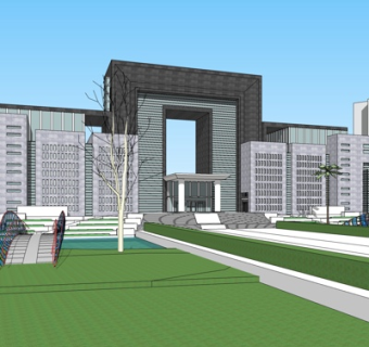 现代办公楼外观su模型