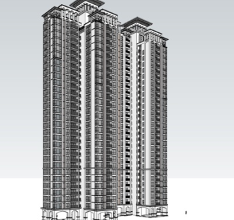 欧式高层住宅su模型
