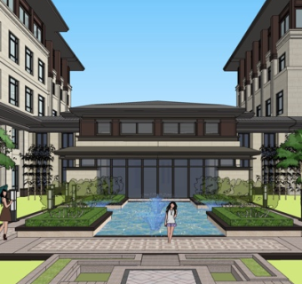 中式园林景观su模型