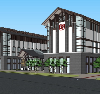 现代商业楼su模型