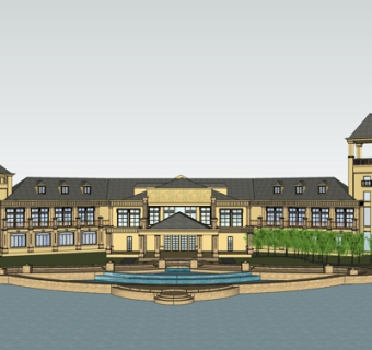 欧式会所外观su模型