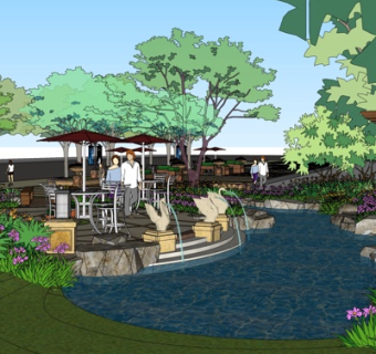 中式园林景观su模型