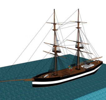 现代海船su模型