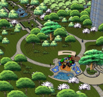 中式园林景观su模型