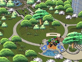 中式园林景观su模型