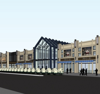 中式沿街商业建筑su模型