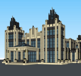 欧式酒店外观su模型