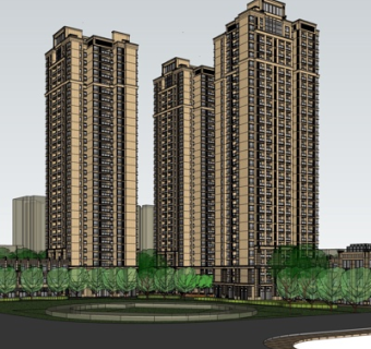 欧式高层住宅su模型