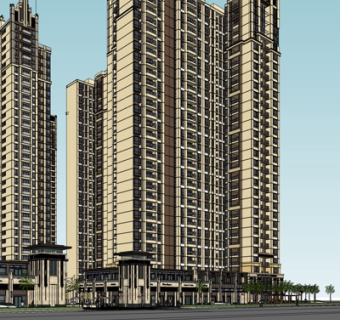 欧式高层住宅su模型