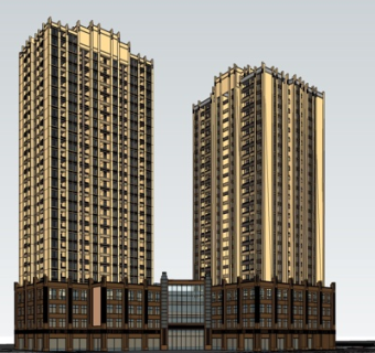 欧式高层住宅su模型