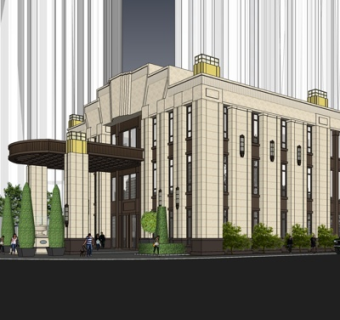 欧式会所外观su模型