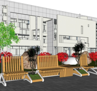 现代办公楼外观su模型