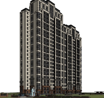 欧式高层住宅su模型