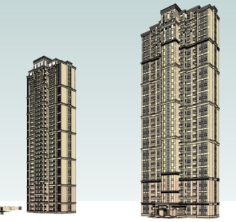 欧式高层住宅su模型