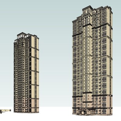 欧式高层住宅su模型
