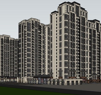 欧式连排高层住宅su模型