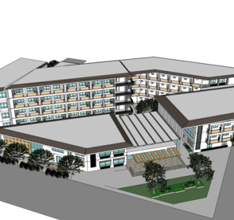 现代学校教学楼su模型