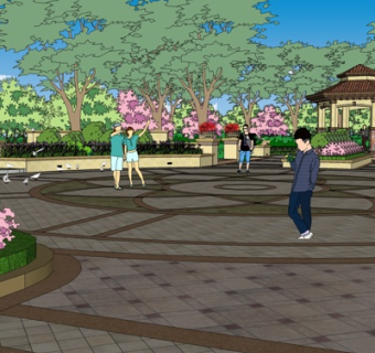 欧式园林景观su模型