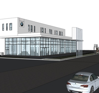 现代办公楼外观su模型