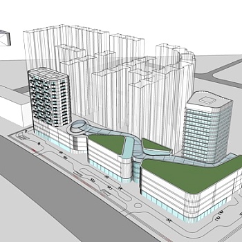 现代高层住宅规划su模型
